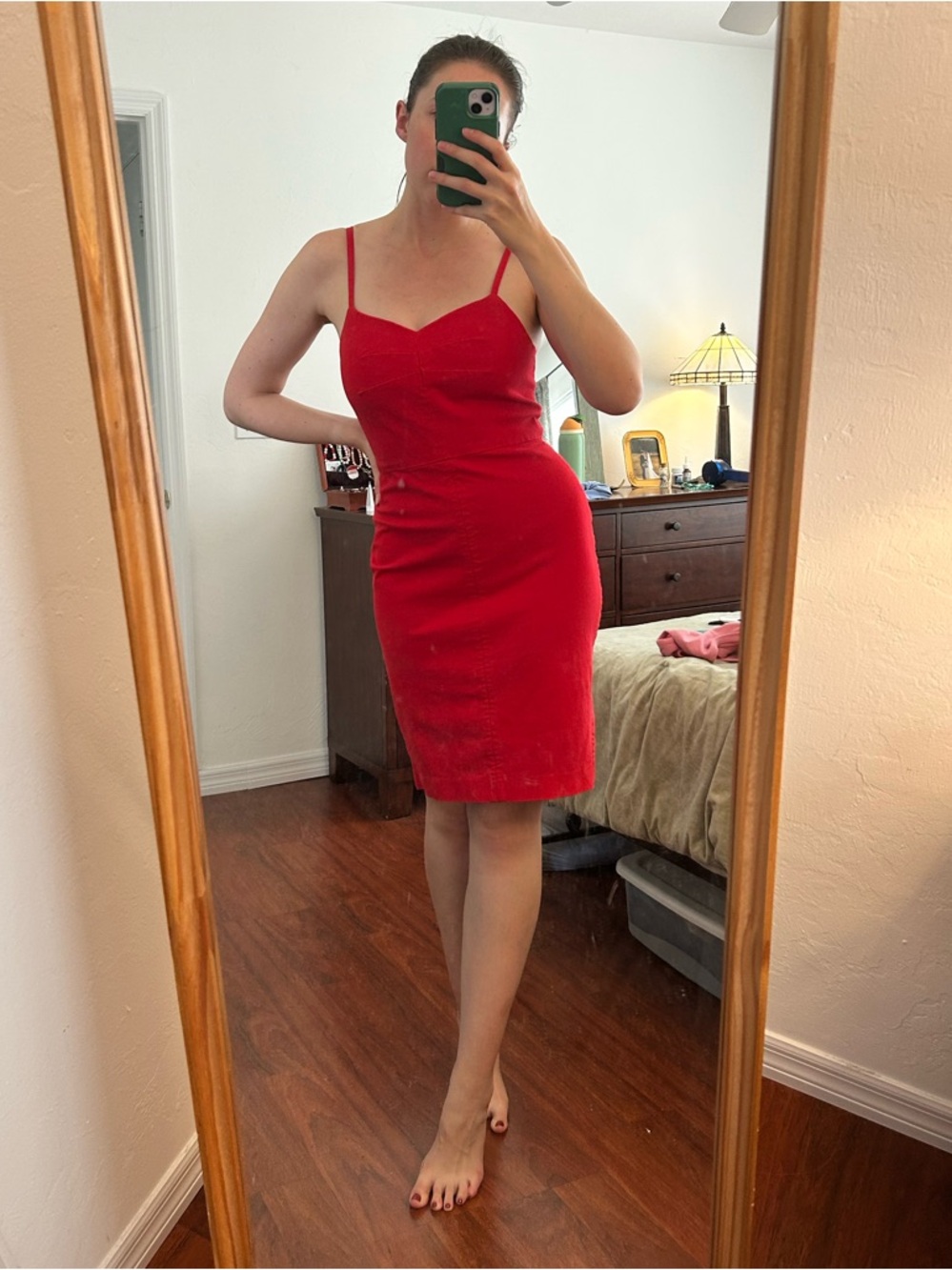 Banana Republic Red Spaghetti-Strap Midi Sheath Dress